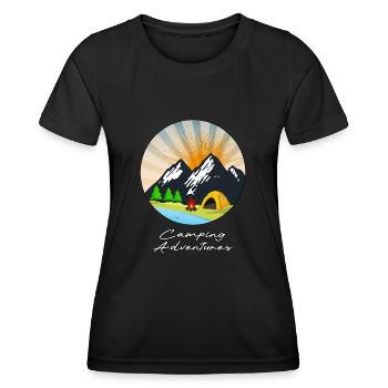 Camping-Abenteuer - Frauen Funktions-T-Shirt - Schwarz - Vorne - AI Model Female 172 light (172cm)