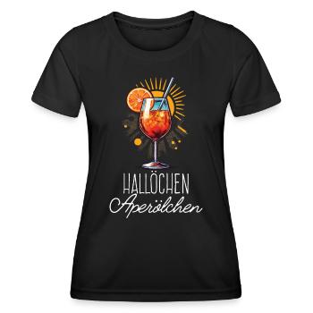 Hallöchen Aperölchen Cocktail Sommerparty Shirt - Frauen Funktions-T-Shirt - Schwarz - Vorne - AI Model Female 172 light (172cm)