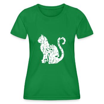 Music Lover Cat - Women's Functional T-Shirt - kelly green - Front - AI Model Female 172 dark (172cm)