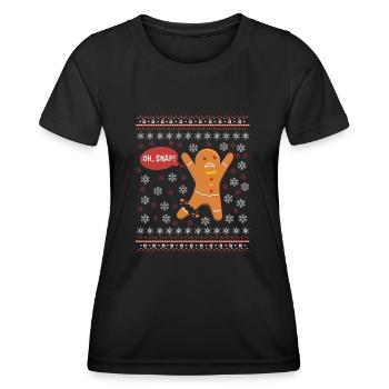 Gingerbreadman oh rupture cadeau de Noël laid chandail - T-shirt sport Femme - noir - Devant - AI Model Female 172 light (172cm)