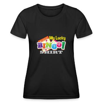 My Lucky Bingo Shirt Bingo player gift - Women's Functional T-Shirt - black - Front - AI Model Female 172 light (172cm)