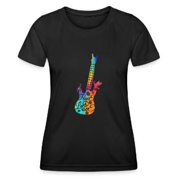 Gitarrist shirt Gitarre Geschenk Peace Love Rock - Frauen Funktions-T-Shirt - Schwarz - Vorne - AI Model Female 172 light (172cm)