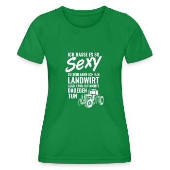 Farmer Tshirt Gifts for Farmers Tractor - Women's Functional T-Shirt - kelly green - Front - AI Model Female 172 dark (172cm)