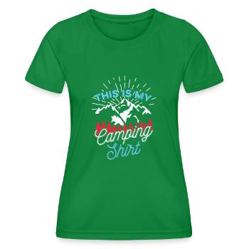 Funny Camping Shirt Gift for Camper Outdoor - Women's Functional T-Shirt - kelly green - Front - AI Model Female 172 dark (172cm)