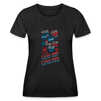 Gifts for Book Lover Shirt Funny Man Wife - Women's Functional T-Shirt - black - Front - AI Model Female 172 light (172cm)