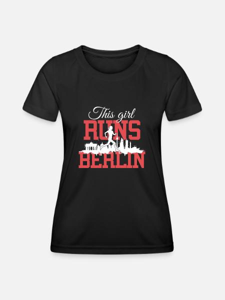 This girl runs Berlin Marathon Lauf Shirt weiss - Frauen Funktions-T-Shirt - Schwarz