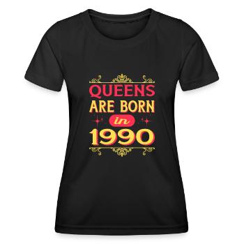 Les reines sont nées en1990 année de naissance - T-shirt sport Femme - noir - Devant - AI Model Female 172 light (172cm)