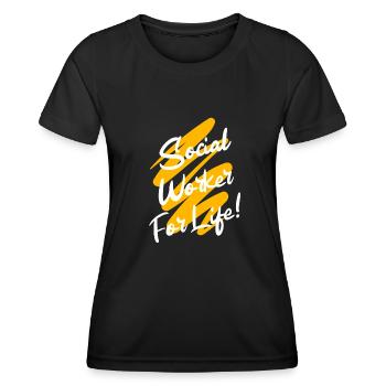 Travail social - T-shirt sport Femme - noir - Devant - AI Model Female 172 light (172cm)
