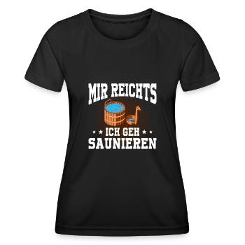 Sauna Schwitz Aufguss Saunakilt Bademantel - Frauen Funktions-T-Shirt - Schwarz - Vorne - AI Model Female 172 light (172cm)
