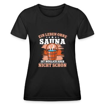Sauna Schwitz Aufguss Saunakilt Bademantel - Frauen Funktions-T-Shirt - Schwarz - Vorne - AI Model Female 172 light (172cm)