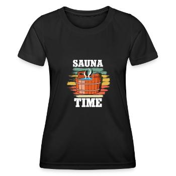 Sauna Schwitz Aufguss Saunakilt Bademantel - Frauen Funktions-T-Shirt - Schwarz - Vorne - AI Model Female 172 light (172cm)