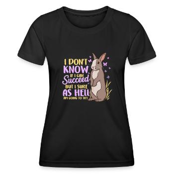 Mignon défi de lapin ambitieux - T-shirt sport Femme - noir - Devant - AI Model Female 172 light (172cm)