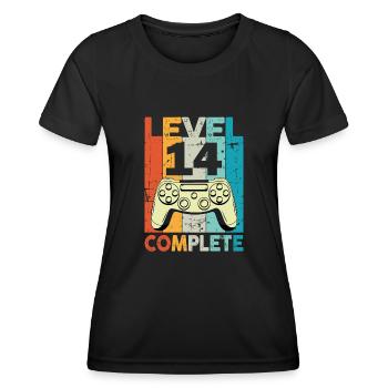 Level 14 Complete Gaming Geburtstag - Frauen Funktions-T-Shirt - Schwarz - Vorne - AI Model Female 172 light (172cm)