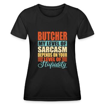 Butcher Butcher Butcher’s Shop Dicton - T-shirt sport Femme - noir - Devant - AI Model Female 172 light (172cm)