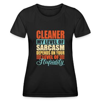 Reinigungskraft Putzfrau Reiniger Spruch - Frauen Funktions-T-Shirt - Schwarz - Vorne - AI Model Female 172 light (172cm)
