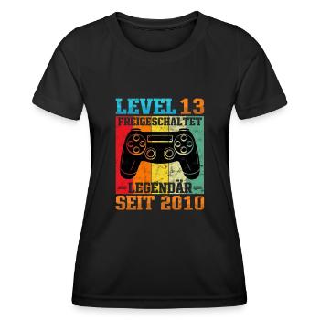 Gaming Geburtstag 2010 Level 13 - Frauen Funktions-T-Shirt - Schwarz - Vorne - AI Model Female 172 light (172cm)
