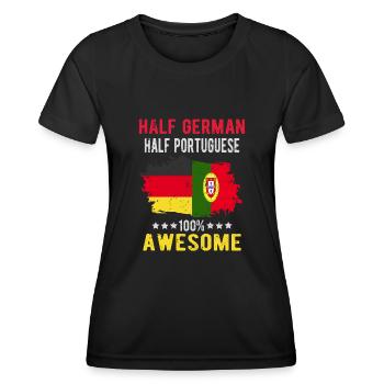 Moitié allemand moitié portugais - T-shirt sport Femme - noir - Devant - AI Model Female 172 light (172cm)
