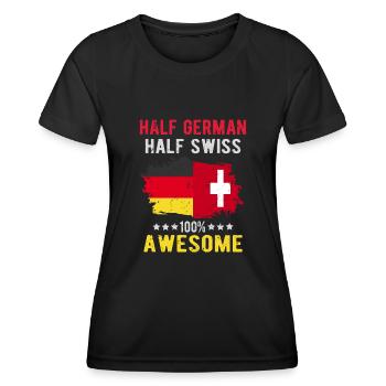 Moitié allemand moitié suisse - T-shirt sport Femme - noir - Devant - AI Model Female 172 light (172cm)