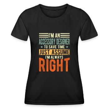 Concepteur d’accessoires - T-shirt sport Femme - noir - Devant - AI Model Female 172 light (172cm)