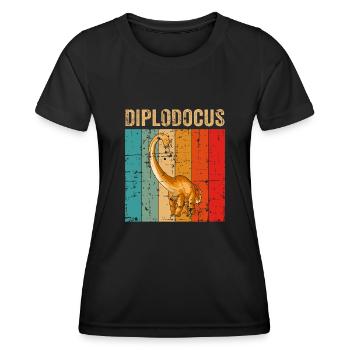 Diplodocus Dinosaurier Kinder Dino Geschenk - Frauen Funktions-T-Shirt - Schwarz - Vorne - AI Model Female 172 light (172cm)