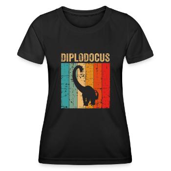 Diplodocus Dinosaurier Kinder Dino Geschenk - Frauen Funktions-T-Shirt - Schwarz - Vorne - AI Model Female 172 light (172cm)