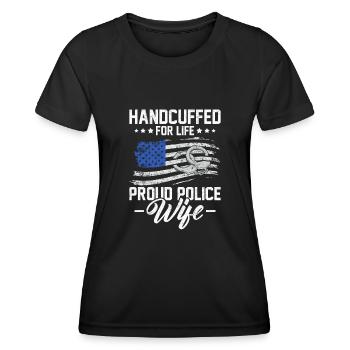 Police Wife - Supporter USA - T-shirt sport Femme - noir - Devant - AI Model Female 172 light (172cm)