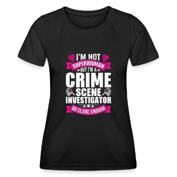 Preuves médico-légales - Kripo Polizei Forensics - T-shirt sport Femme - noir - Devant - AI Model Female 172 light (172cm)