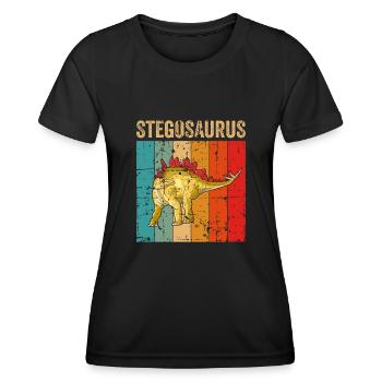 Stegosaurus Dinosaure Enfants Dino Cadeau - T-shirt sport Femme - noir - Devant - AI Model Female 172 light (172cm)