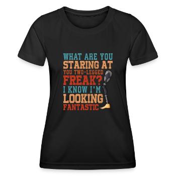 Chirurgie de la jambe en fauteuil roulant jambe perdue - T-shirt sport Femme - noir - Devant - AI Model Female 172 light (172cm)