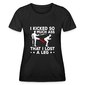 Chirurgie de la jambe en fauteuil roulant jambe perdue - T-shirt sport Femme - noir - Devant - AI Model Female 172 light (172cm)