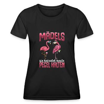 Flamingo JGA - Frauen Funktions-T-Shirt - Schwarz - Vorne - AI Model Female 172 light (172cm)