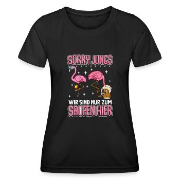 Flamingo JGA - Frauen Funktions-T-Shirt - Schwarz - Vorne - AI Model Female 172 light (172cm)