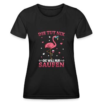 Flamingo JGA - Frauen Funktions-T-Shirt - Schwarz - Vorne - AI Model Female 172 light (172cm)