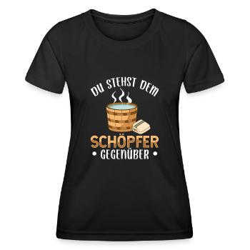 Sauna - Frauen Funktions-T-Shirt - Schwarz - Vorne - AI Model Female 172 light (172cm)