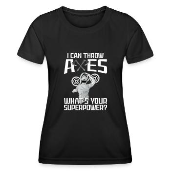 Lancer une hache - T-shirt sport Femme - noir - Devant - AI Model Female 172 light (172cm)