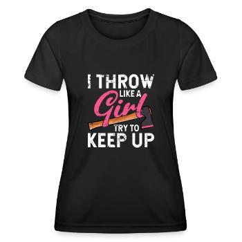 Lancer une hache - T-shirt sport Femme - noir - Devant - AI Model Female 172 light (172cm)