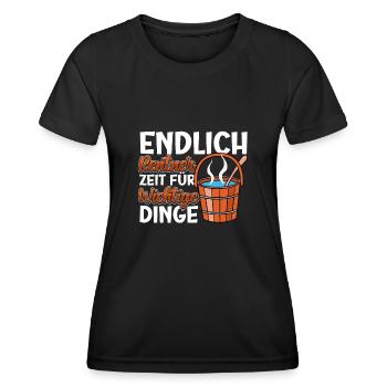 Sauna - Frauen Funktions-T-Shirt - Schwarz - Vorne - AI Model Female 172 light (172cm)