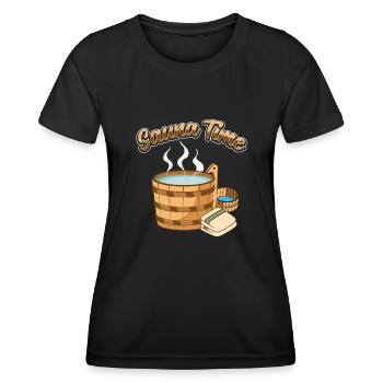 Sauna - Frauen Funktions-T-Shirt - Schwarz - Vorne - AI Model Female 172 light (172cm)