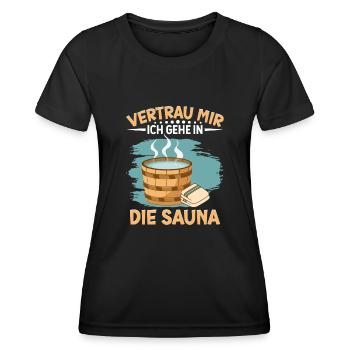 Sauna - Frauen Funktions-T-Shirt - Schwarz - Vorne - AI Model Female 172 light (172cm)