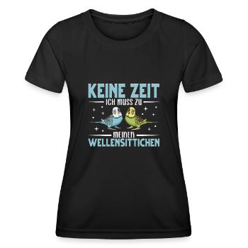 Wellensittich Nymphensittich Papagei Vogelkäfig - Frauen Funktions-T-Shirt - Schwarz - Vorne - AI Model Female 172 light (172cm)