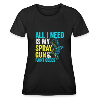 Peintre automobile Pulvérisateur Peintures - T-shirt sport Femme - noir - Devant - AI Model Female 172 light (172cm)