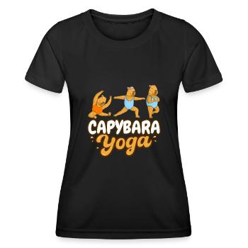 Exercices de yoga Capybara - T-shirt sport Femme - noir - Devant - AI Model Female 172 light (172cm)