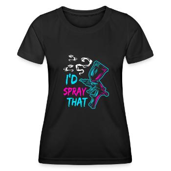 Auto Body Painter Auto Maler Sprayer - T-shirt sport Femme - noir - Devant - AI Model Female 172 light (172cm)