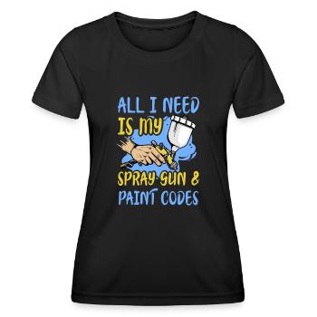 Auto Body Painter Auto Maler Sprayer - T-shirt sport Femme - noir - Devant - AI Model Female 172 light (172cm)