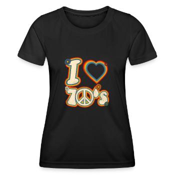 ich liebe die 70er Peace Zeichen Regenbogen Shirt - Frauen Funktions-T-Shirt - Schwarz - Vorne - AI Model Female 172 light (172cm)