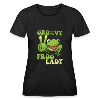 Groovy Frog Lady - Frauen Funktions-T-Shirt - Schwarz - Vorne - AI Model Female 172 light (172cm)