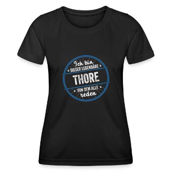 Ich bin dieser legendärer Thore Name - Frauen Funktions-T-Shirt - Schwarz - Vorne - AI Model Female 172 light (172cm)