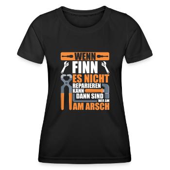Vorname Finn Name Geburtstag Geschenk - Frauen Funktions-T-Shirt - Schwarz - Vorne - AI Model Female 172 light (172cm)