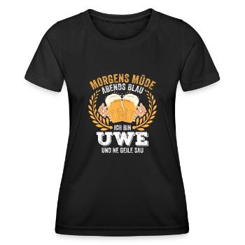 Uwe Vorname Name Geburtstag Bier saufen - Frauen Funktions-T-Shirt - Schwarz - Vorne - AI Model Female 172 light (172cm)