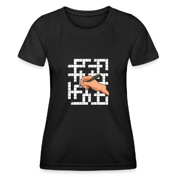 Résoudre des mots croisés - T-shirt sport Femme - noir - Devant - AI Model Female 172 light (172cm)
